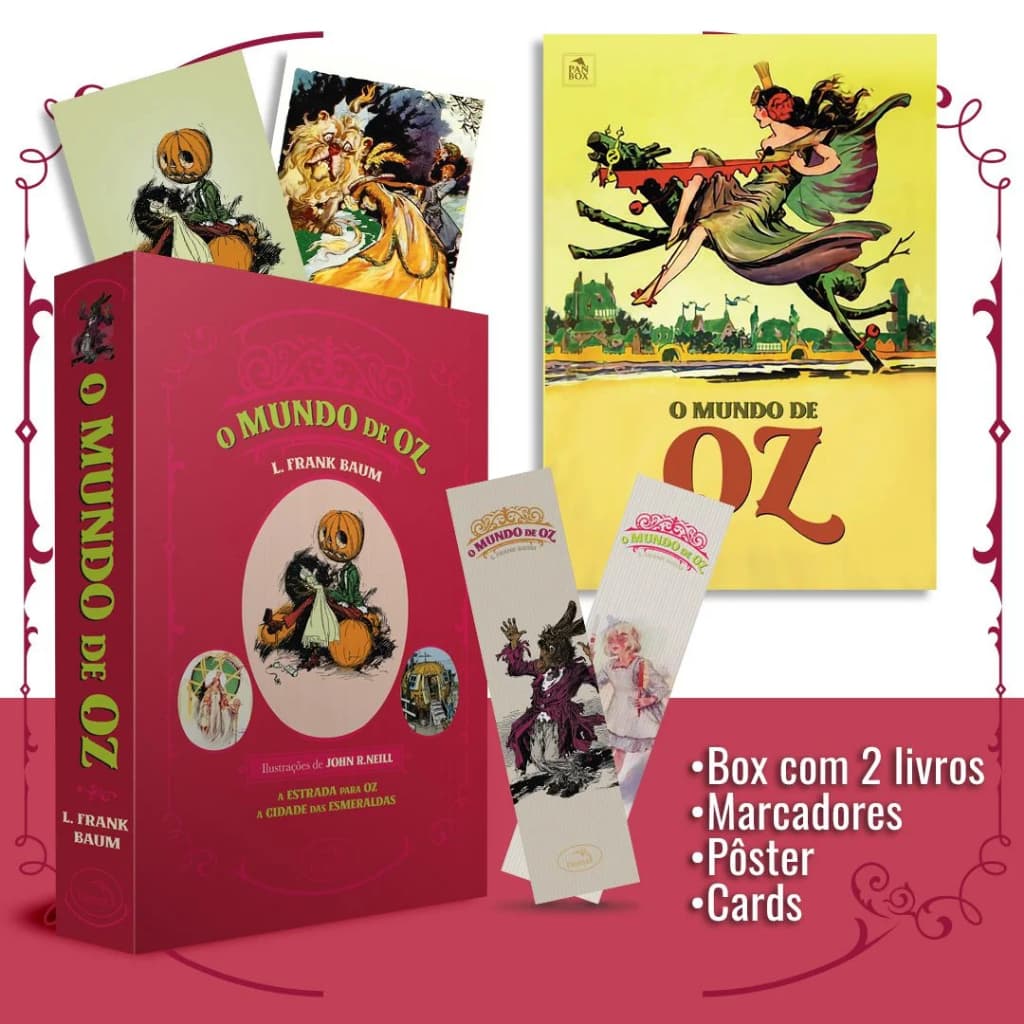 Box De Livros - Oz (2 Livros) A estrada para Oz + A cidade das Esmeraldas + Cards + Marcadores