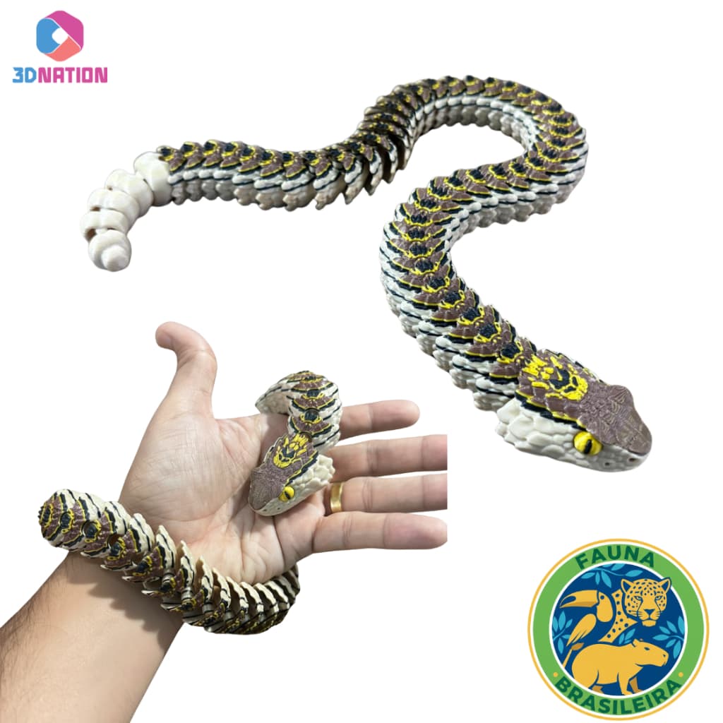 Brinquedo Cobra Articulada Realista 3D 58cm Anti Stress