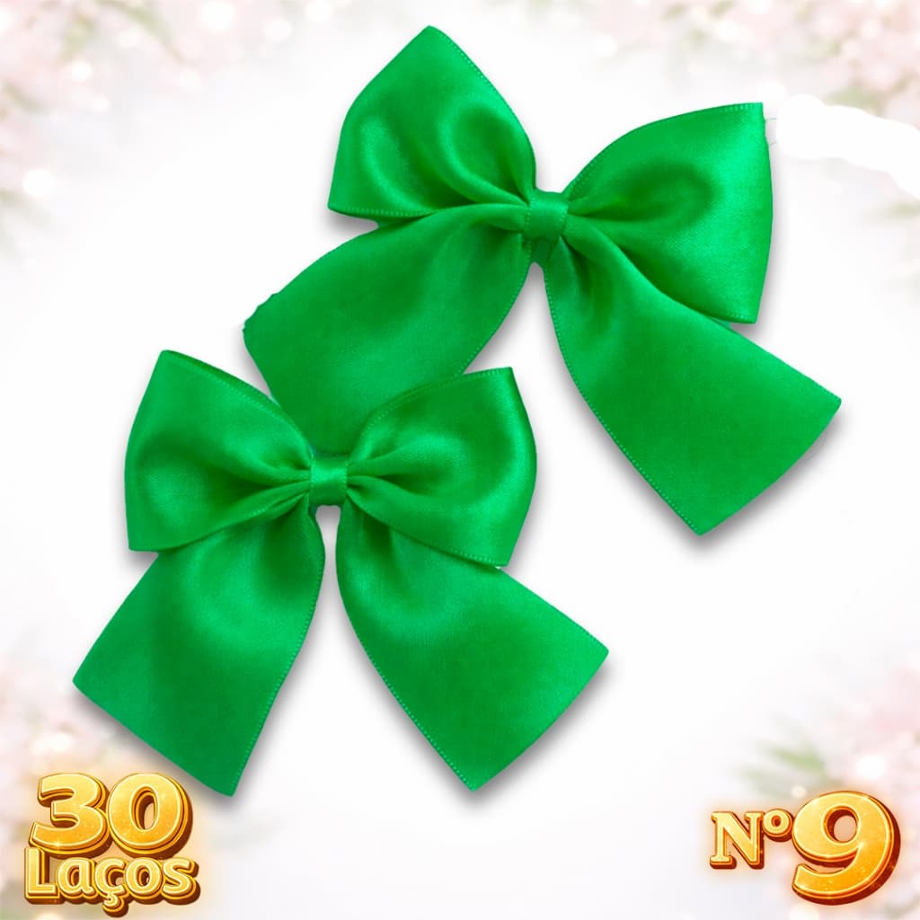 Kit Laços de Cetim com Fitilho – Nº9 (9x9cm) – 30 | 60 | 100 Unidades – Pronto para Amarrar