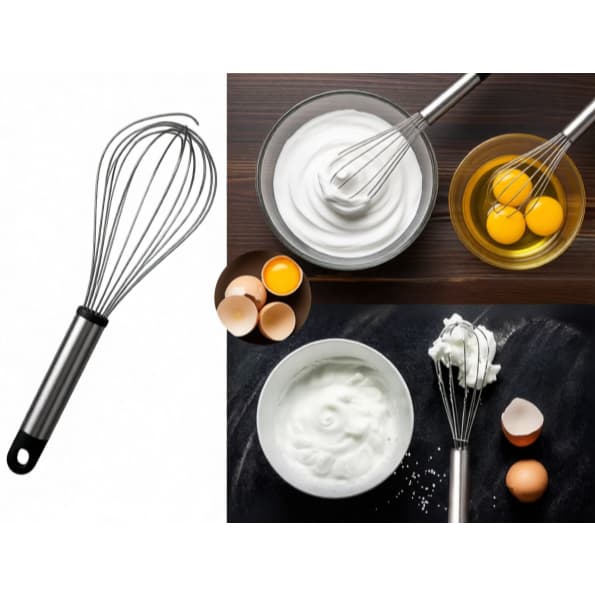 Batedor De Ovos Fouet Fuê Clara Bolo Massa Aço Inox 24 Cm