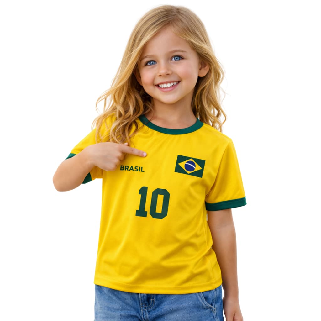 Camiseta Infantil do Brasil  Feminina - Camiseta Seleção Brasileira Feminina