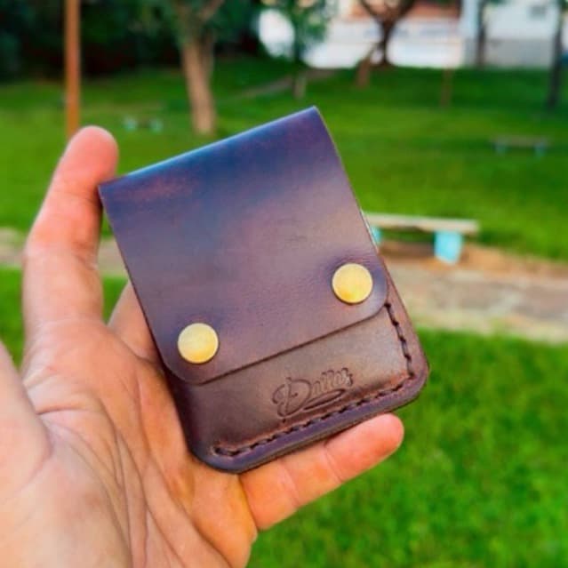 Carteira de couro legítimo feito a mão mod.KAZO exclusiva