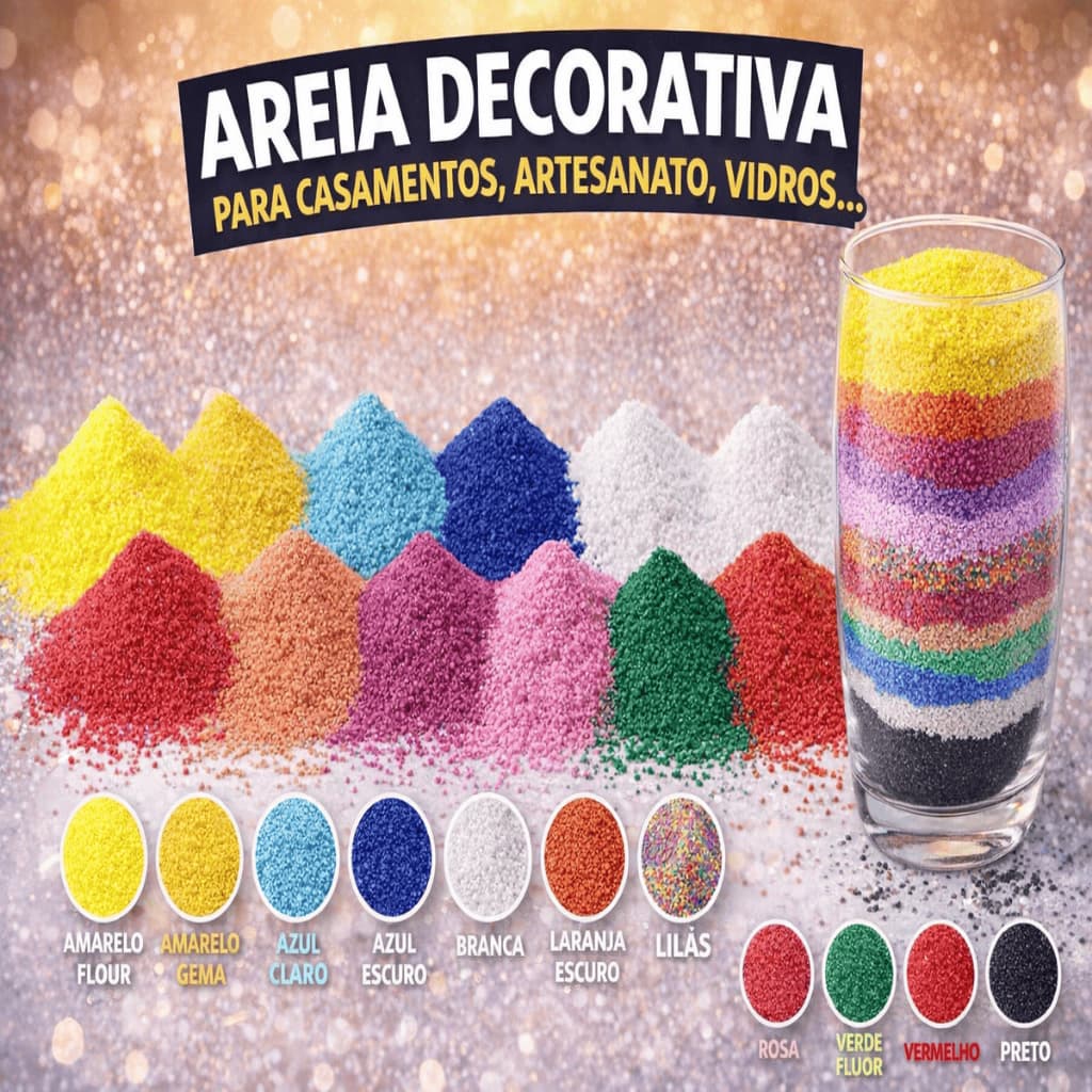 Areia Colorida 1kg até 20kg Artesanato Terrário Decoração Atóxica Trabalho Escolar Decoração Aquário