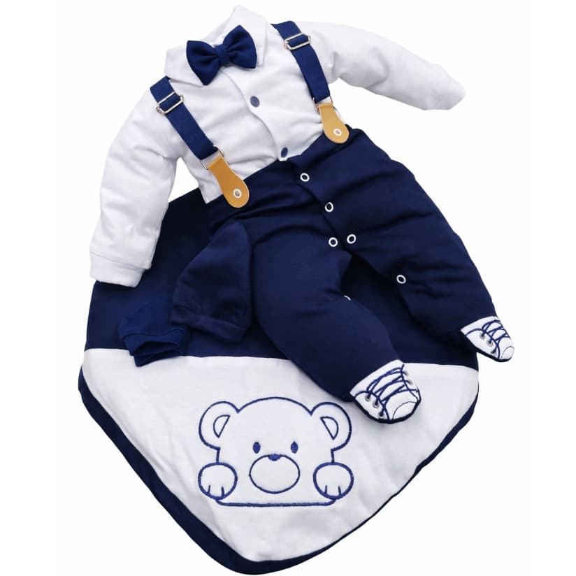 Kit Saída Maternidade Menino Social Suspensor 100% Algodão