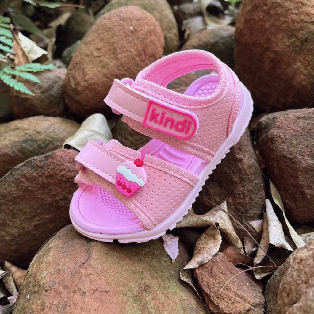 Sandália Papete Infantil para Meninas, Rosa Cupcake - Leve, Confortável, Antiderrapante, Ajustável - 20 ao 27
