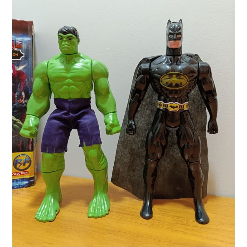 Kit - 2 Bonecos Super Heroi - Hulk + Batman - Super Heroi - 30 cm