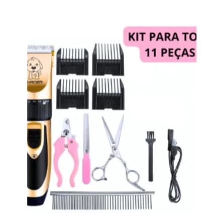Kit 11 Maquina De Tosa Profissional Pet Cães Gato Sem Fio - Ideal Para Retoques e Acabamentos Em Cães e Gatos
