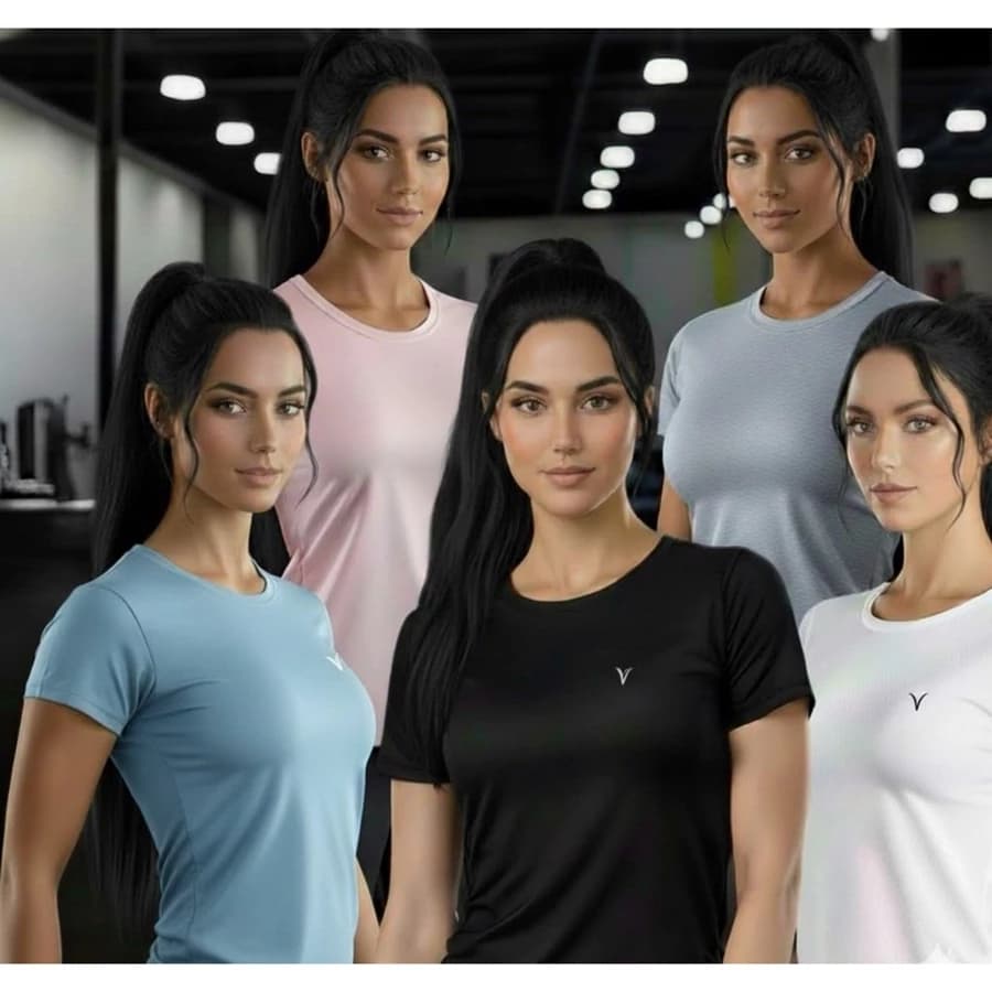 Kit 5 Camiseta Dry Fit Feminina Original Respirável Confortável Ideal Para Treinos Academia