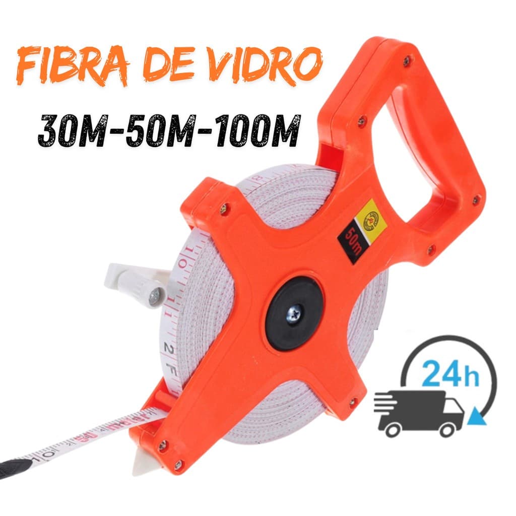 Trena De 50 Metros Fita De Fibra De Vidro Aberta 30m 50m 100m X 14mm