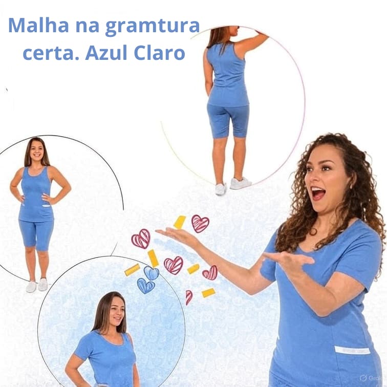 Conjunto Baba,  Azul Claro.  Cuidadora, Secretária