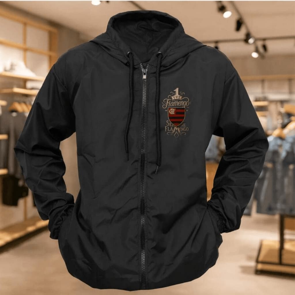 Casaco Corta Vento Esportivo Torcedor Rubro-Negro  Presente para Torcedor Jaqueta Com Capuz E Ziper