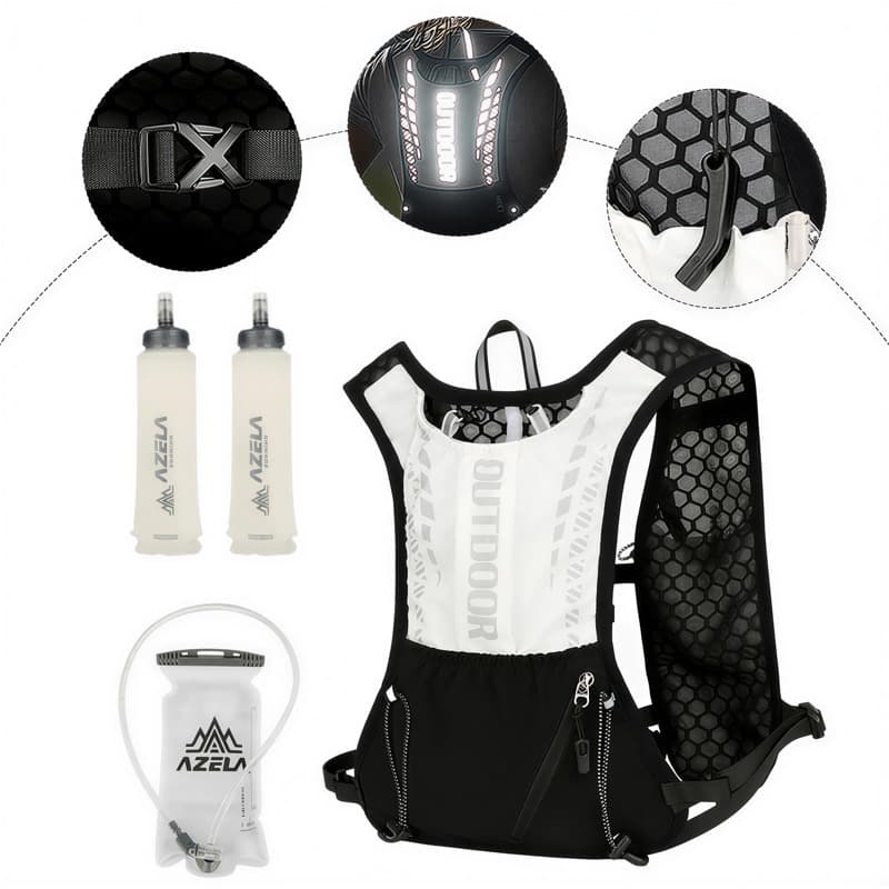 Mochila de Hidratação 5L Ciclismo, Leve Respirável Impermeável, Colete com Bolsa de Água 1.5L