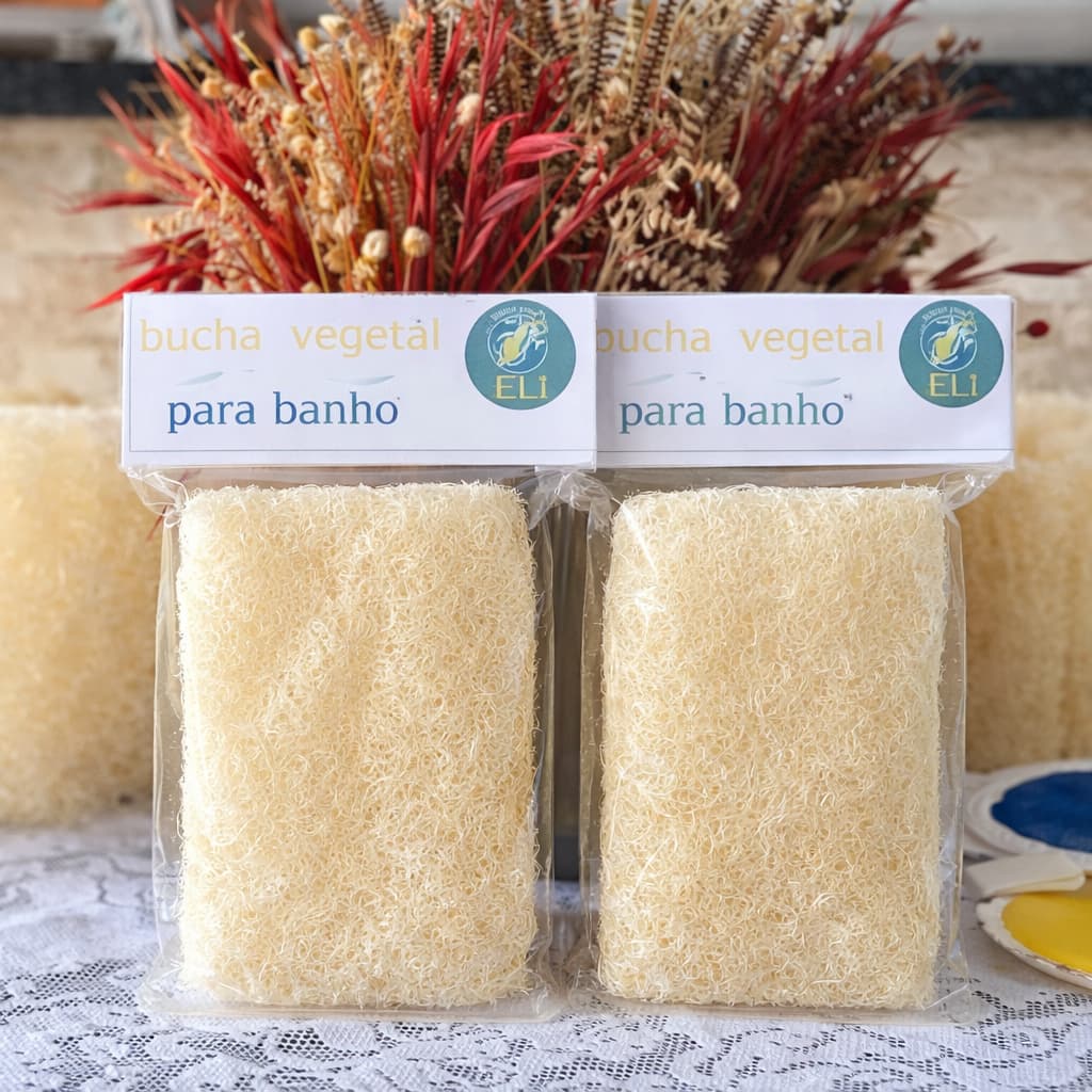 kit 02 Bucha Premium de Bucha Vegetal esponja Natural lIMEDIATO Sustentável e com Ação Esfoliante