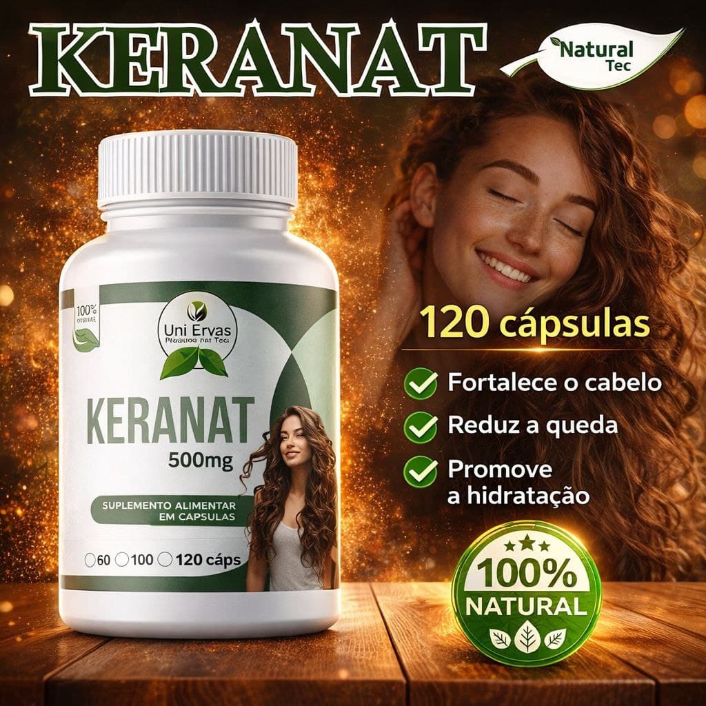 Suplemento Keranat  Saúde do cabelo - 120 Cápsulas 500Mg