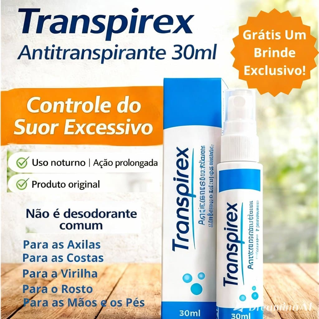 Transpirex Desodorante Spray Antitranspirante 30ml Original Hiperidrose | Suor Excessivo | Anti-odor