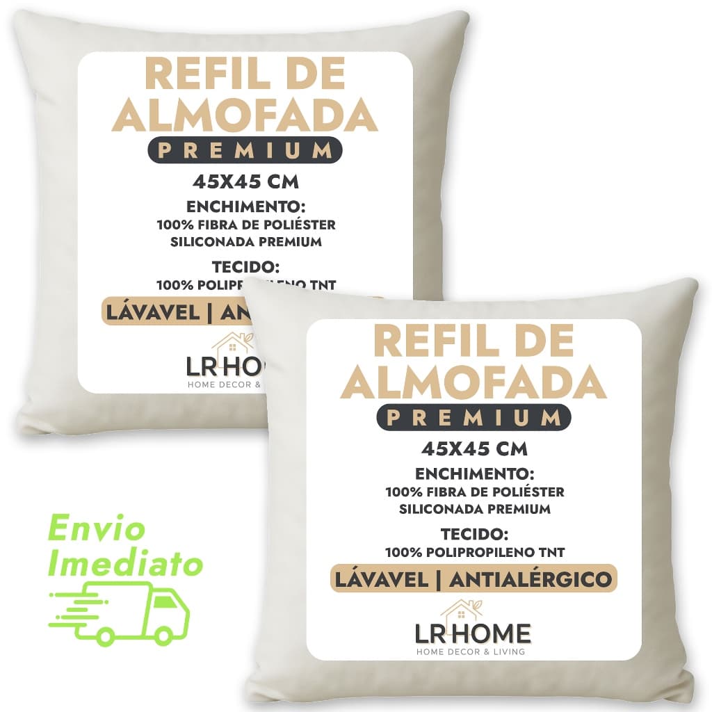 Kit 2 Refil Enchimento Para Almofada 45x45 cm  Ideal Para Travesseiro Cama Sala Sofá e Quarto