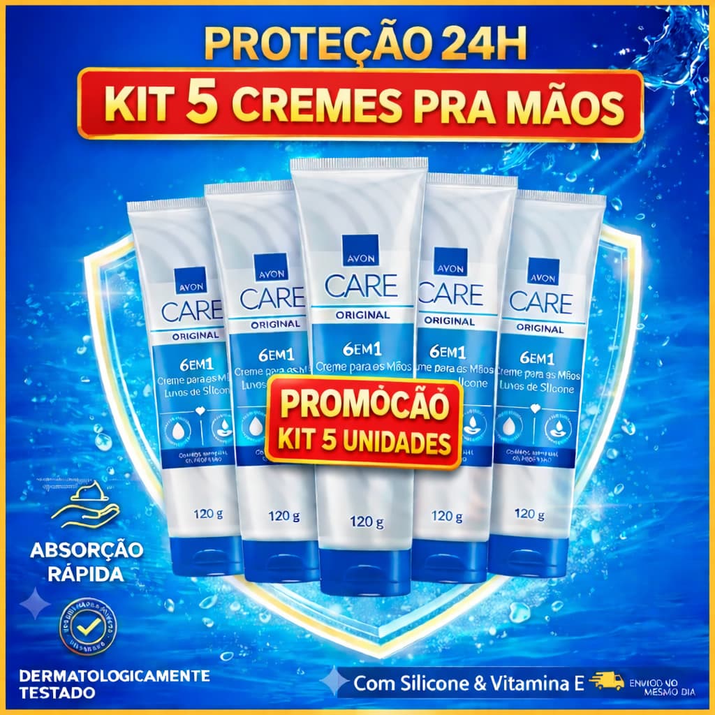 Kit 5 Cremes de Mãos Avon Care Luvas de Silicone 120g Protetor Para Mãos 6 em 1 Hidratante