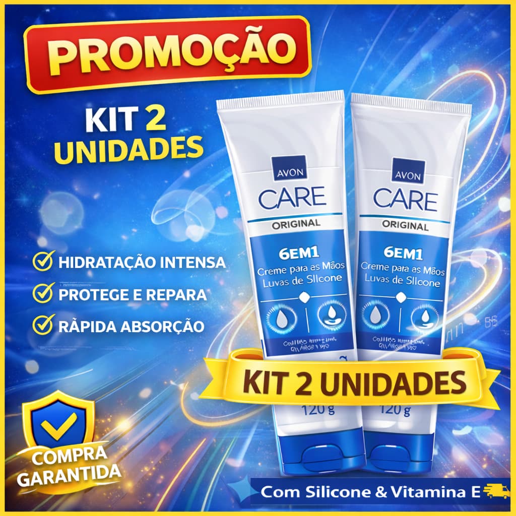 Kit 2 Cremes de Mãos Luvas de Silicone Avon Care 120g Protetor Para Mãos 6 em 1 Hidratante