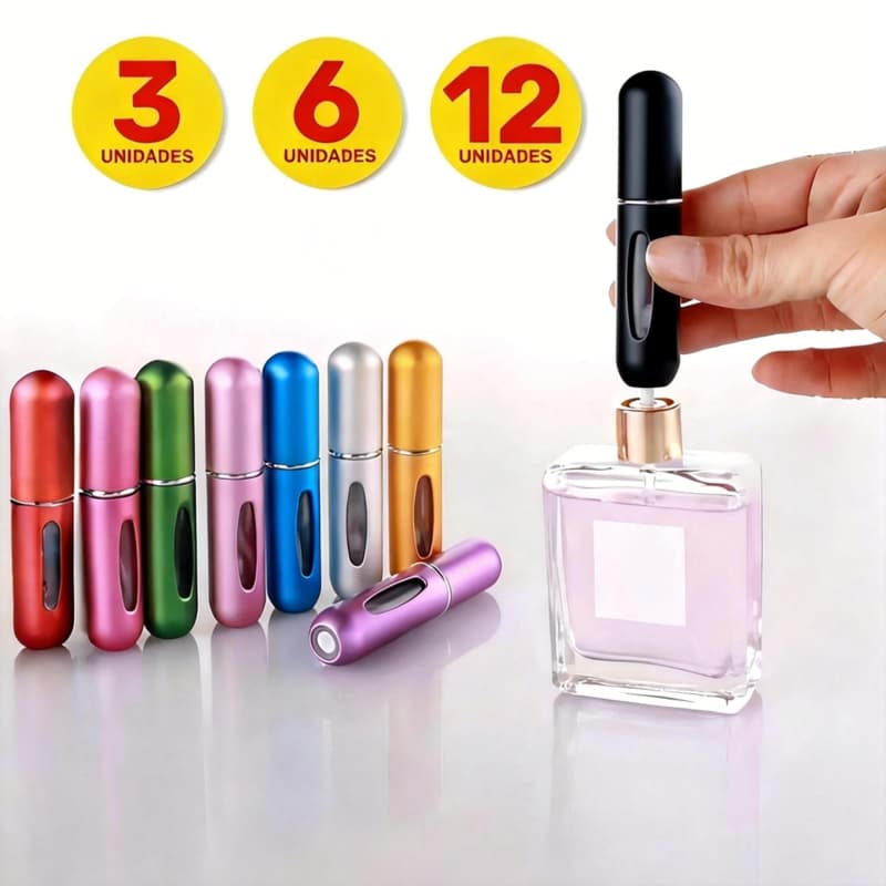 Kit 3 6 ou 12 Frasco Perfume Viagem 5ml Recarregável Atomizador Spray Portátil