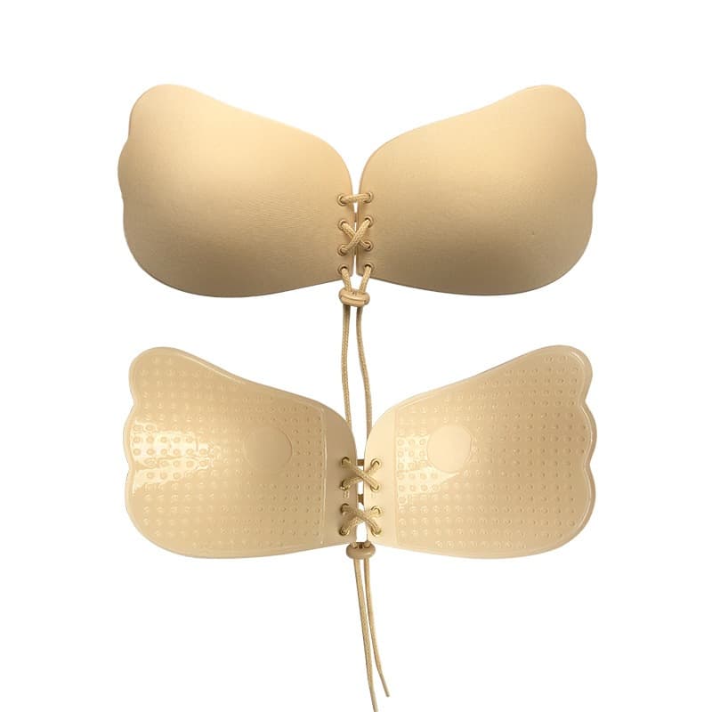 Sutiã Adesivo Silicone Invisível Com Amarração Levanta Seio Push Up 212BIJU