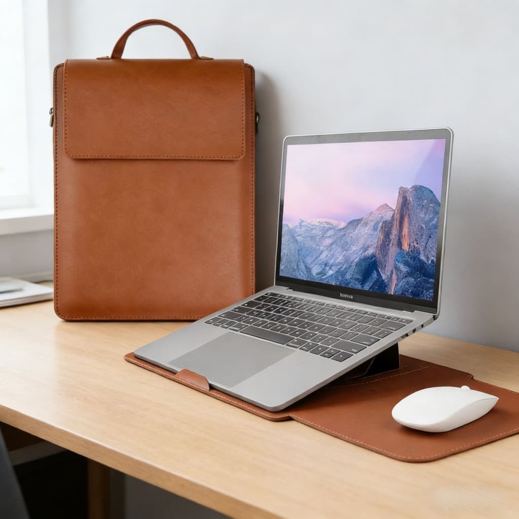 Macbook air M2 13.6 /14/15/16 Polegadas Capa De Couro PU Com Suporte De Mouse Pad Bolsa Multiuso Para
