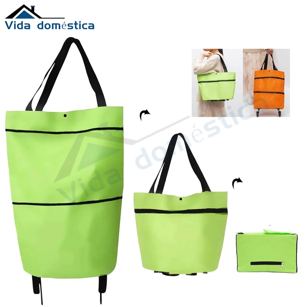 Carrinho de Feira Sacola Impermeável Extensível de Compras Feira Mercado com Rodinhas Dobrável