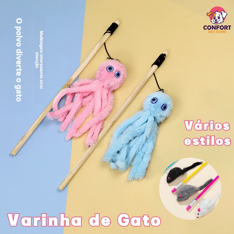 Brinquedo Varinha com Polvo Gatos Brinquedos para gatos, varinhas para gatos, brinquedos para gatos Varinha de Gato