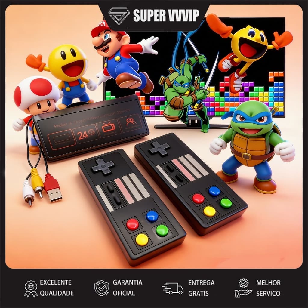 【Brasil Spot Sale】Extreme Mini Videogame Box Stick com 3000 Jogos 8-Bits + 2 Controles Sem Fio