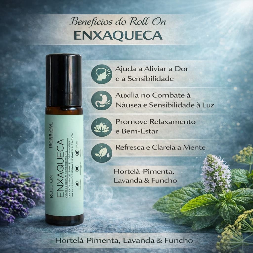 Roll On com Óleo Essencial para Enxaqueca Pronto para Uso Aromaterapia Tropfen- 10 mL