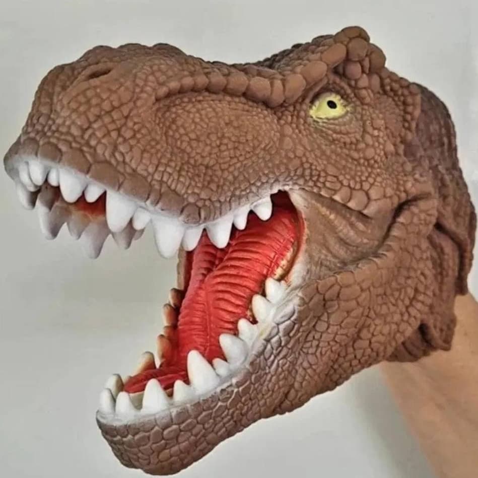 Luva Marrom Dinossauro Divertida Brinquedo Fantoche - Bee Toys -