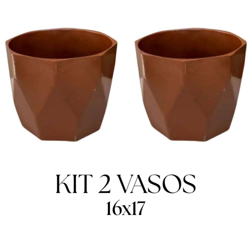Kit 2 Vasos Facetado Médio N4 Decorativo para Plantas e Ideal para Centro de Mesa casa sala cozinha