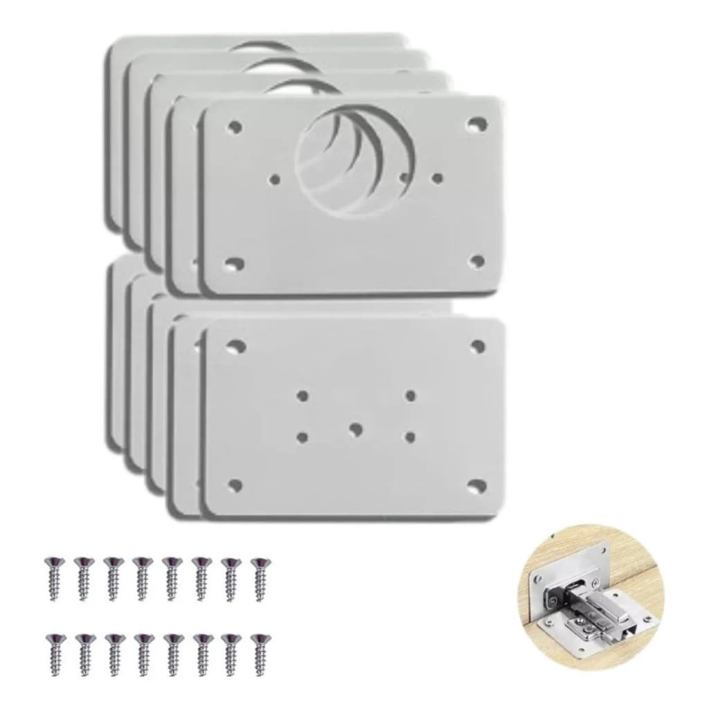 Kit 10 Placas Para Reparo de Porta Dobradiça Armário MDF Pen Tech Aço Reforçado Solução Definitiva Sweet