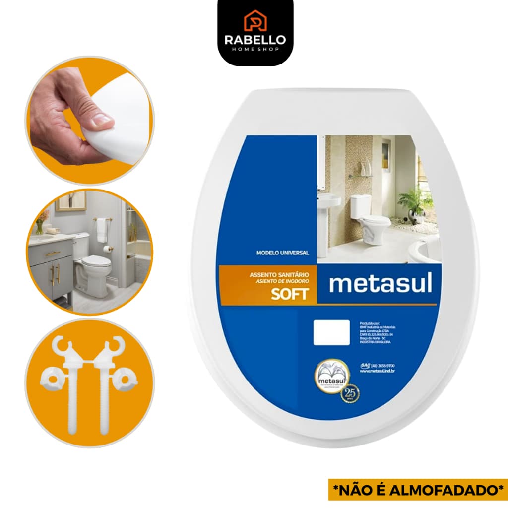 Assento Sanitário Tampa Vaso Oval Soft Básico Universal Deca Celite Incepa Icasa Redondo Branco