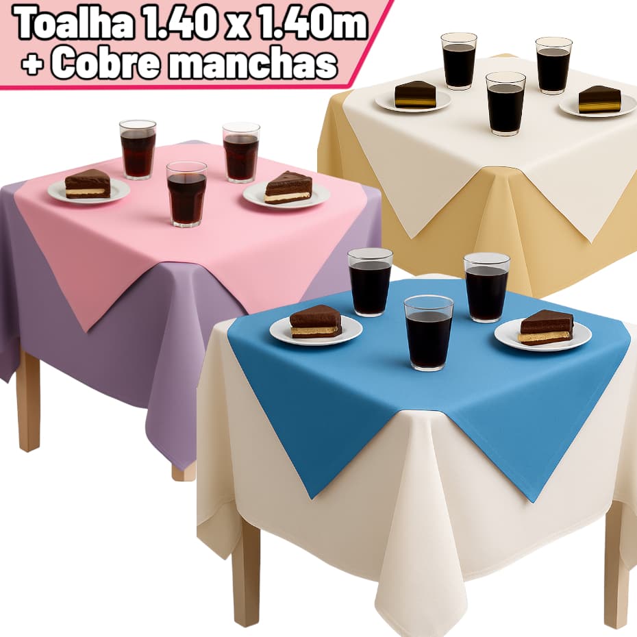 Kit 10 Toalhas de Mesa Toalhas 1,40x1,40m + Cobre Manchas 70x70cm de TNT Aniversario Decoração
