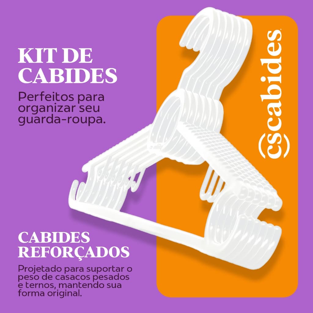 Cabide Reforçado Antideslizantes Kit Com 30 cabides brancos atacado premium
