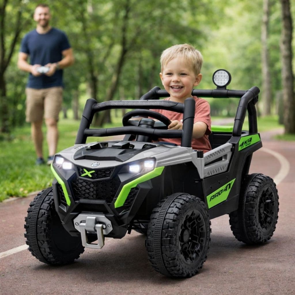Mini Carro Jipe Jipinho Elétrico Infantil UTV Trilha com Controle Remoto Luzes LED e Som Até 30kg