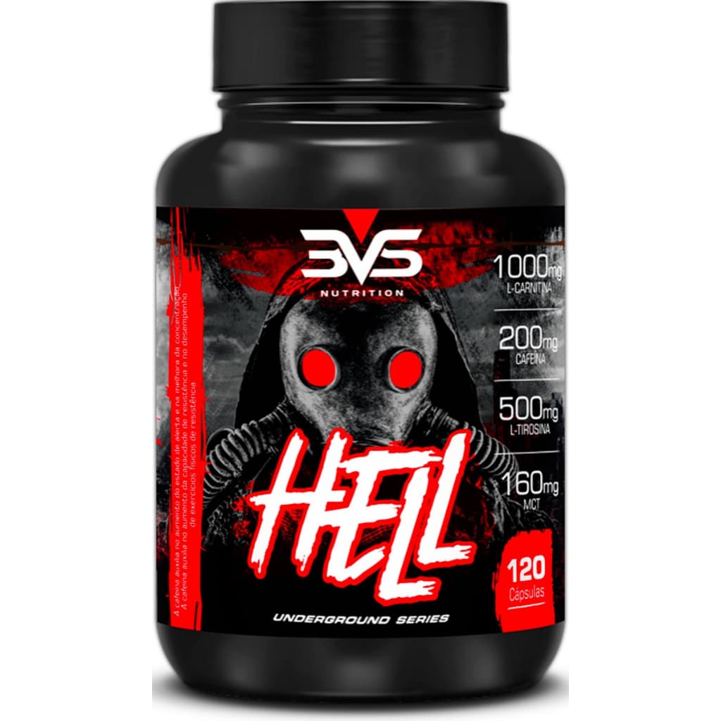 Termogênico Hell 60 cápsulas Fórmula Exclusiva 7 Ingredientes Cafeína, L-carnitina, L-tirosina, Mct, Cromo E Vitaminas