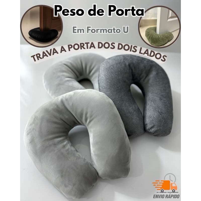 Peso de porta encaixa e trava formato U segurador de porta