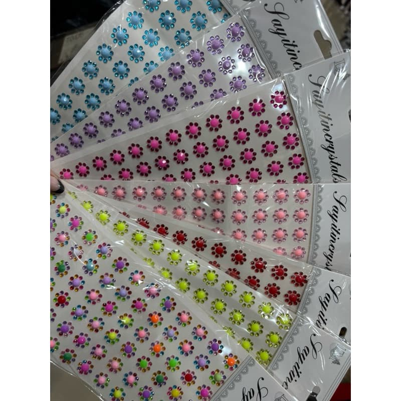 ￼7 Cartela Adesivo Flor Strass Auto Colante Pet Shop Artesanato Banho e Tosa Customização Decoração