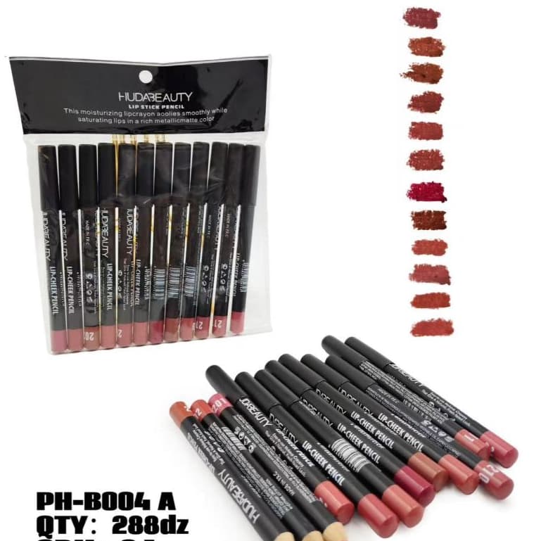Conjunto de 12 Lápis Labial Fosco Resistente a 'Água de Alta Coloração