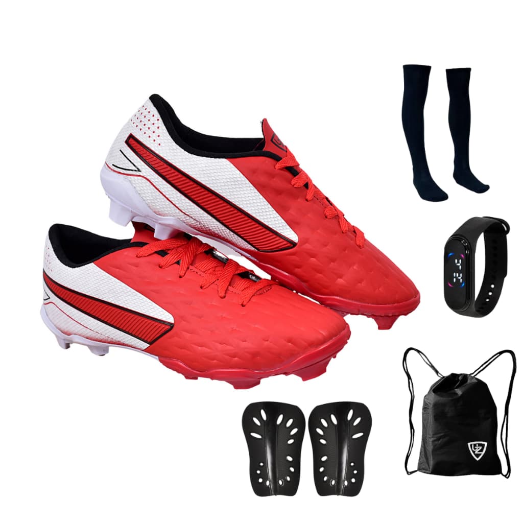 Chuteira Impactor Campo Adulto Novo Uzze Sport + Meião Relógio Caneleira Mochila