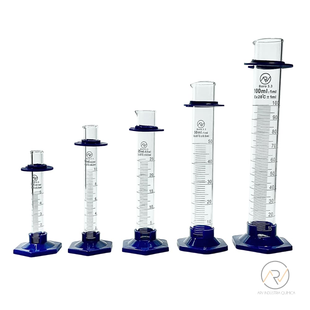 Kit 5 Provetas De Vidro Graduado 5, 10, 25, 50 E 100ml