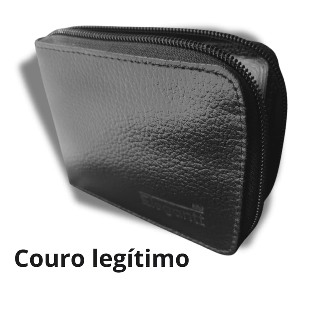 Carteira Masculina Couro de zíper - Elegantt