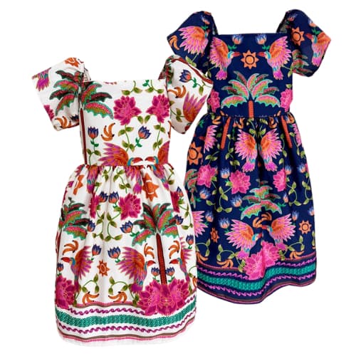 Vestido estampa coqueiros e tucanos com elastéx nas costas confortável e alegre para o dia a dia.