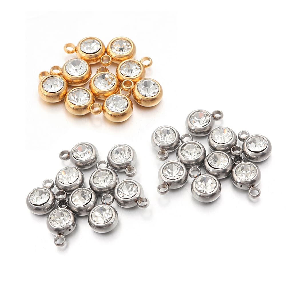 Kit Pingentes Ponto De Luz Em Aço Inox Prateada Dourado Não Escurece 6mm Pacotes Para Colar Pulseira