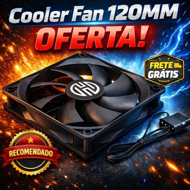 Cooler Fan 120mm Preto para Gabinete PC com Alto Fluxo de Ar e Resfriamento Silencioso 4 Pinos