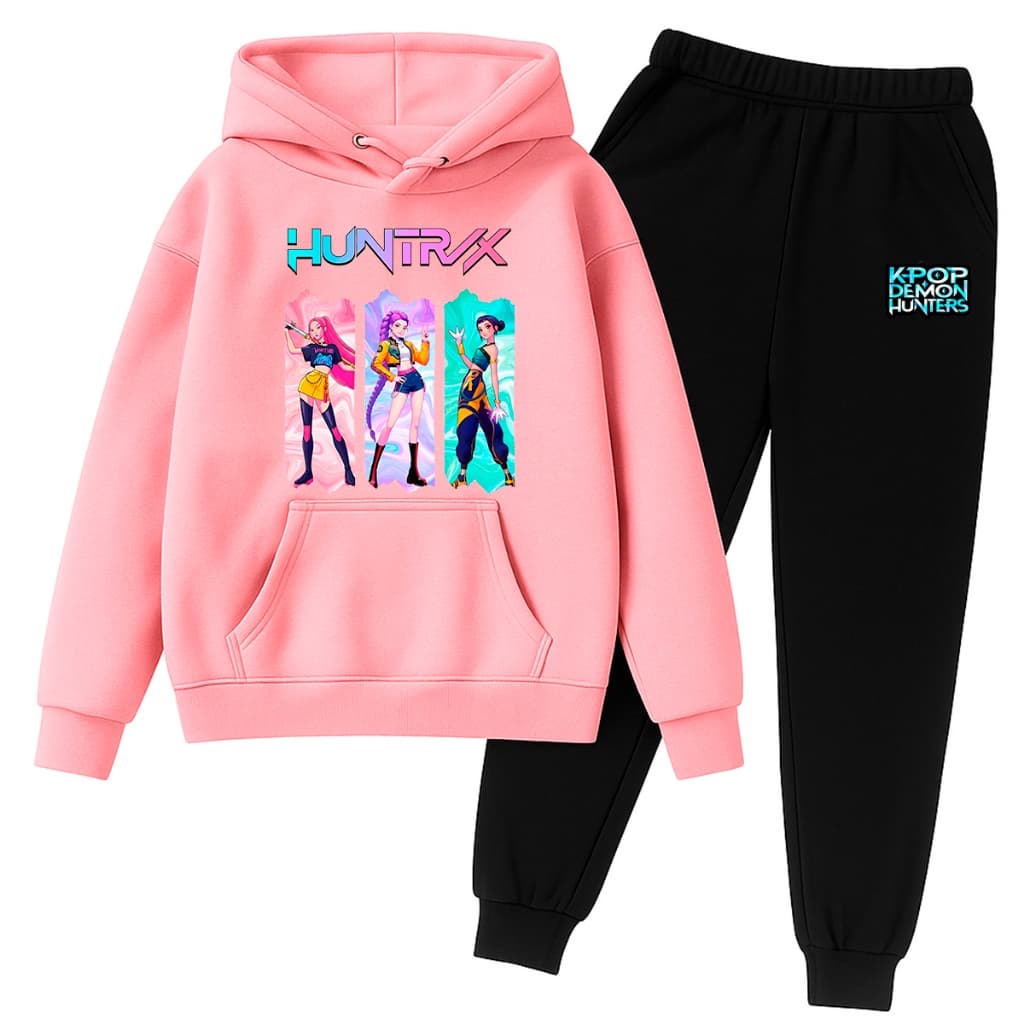 Conjunto Moletom Infantil Blusa e Calça Banda Coreana K-POP Guerreira Inverno