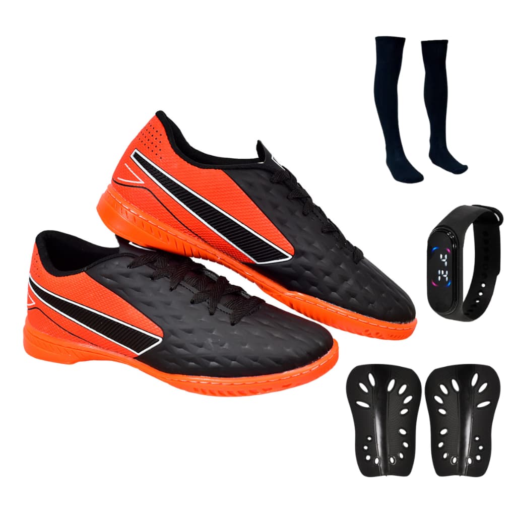 Chuteira Futsal Impactor Adulto Novo Lançamento + Meião Relógio Caneleira