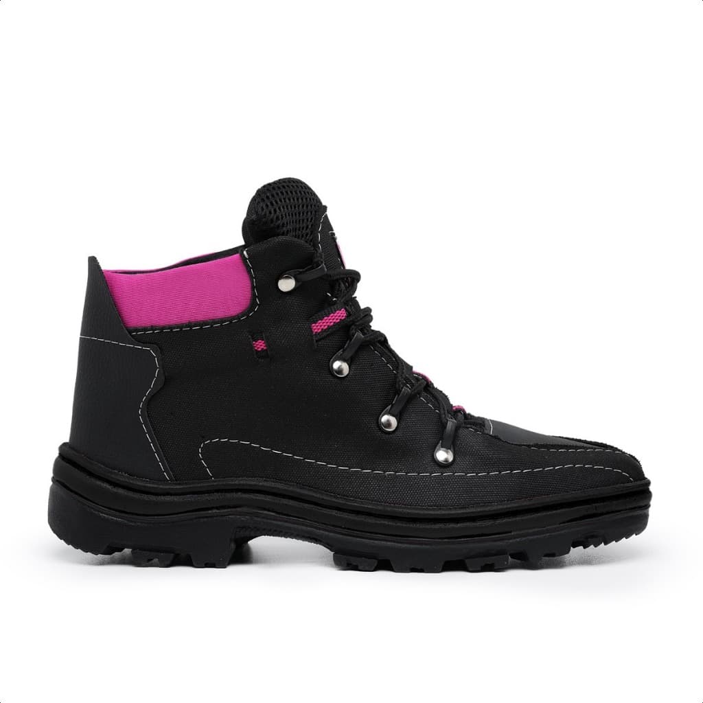 Coturno Feminino Bota Adventure Tênis Cano Curto Preto Rosa Do 33 ao 40