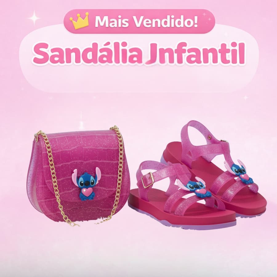 Kit Sandália Infantil Stitch mais Bolsinha Elegante Chamosa